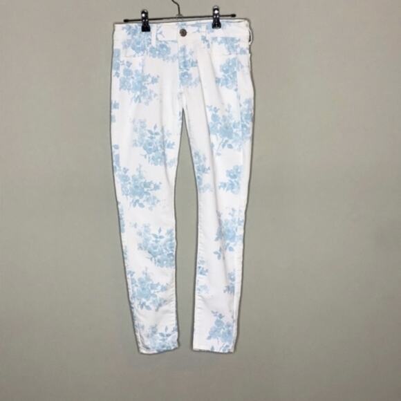 American Eagle White Blue‎ Floral Jeggings Size 2 - Picture 2 of 5